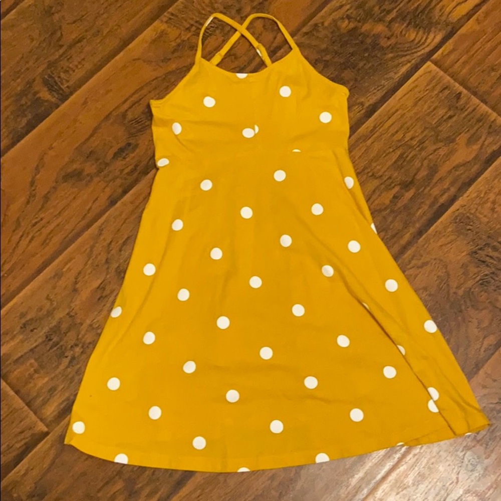 Kids yellow polka dot dress